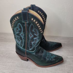 JUSTIN  Turquoise Damiana Leather Cowboy Boots